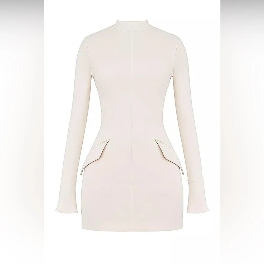 HOUSE OF CB 'Mahalia' Vintage Cream Mini Dress Tall NWOT - Picture 3 of 4